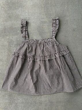 Molly Green brown gingham ruffle tank top blouse NWOT cotton